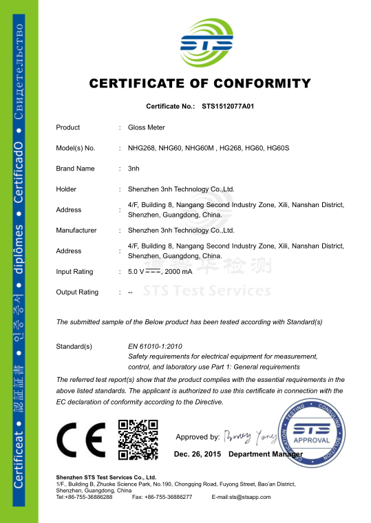 gloss meter CE certification 2